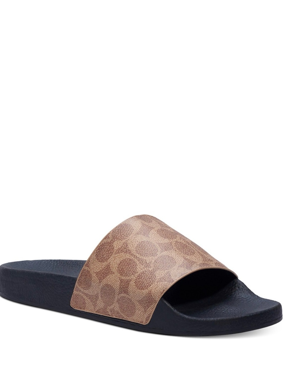 Coach Signature Monogram Slide Sandal in Brown and Black